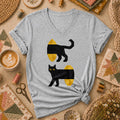 Long Black Cat Split Design Women's V-Neck