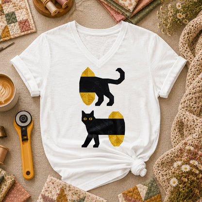 Long Black Cat Split Design - White