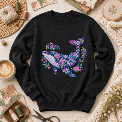 Patchwork Whale Ocean - Black
