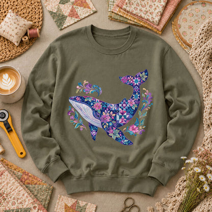 Patchwork Whale Ocean - Military Green