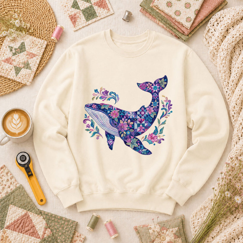 Patchwork Whale Ocean - Natural