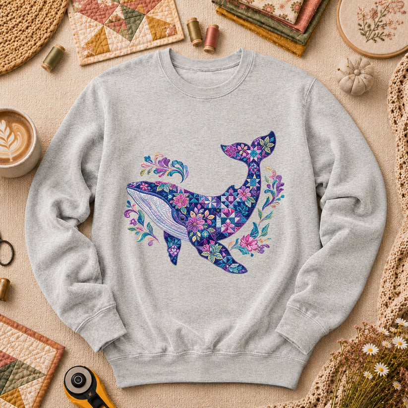 Patchwork Whale Ocean - Sport Grey