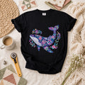 Patchwork Whale Ocean T-Shirt | Vintage Purple Whale Floral Quilt Quilter Tee
