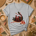 Playful Black Cat Red Ribbon Women's V-Neck