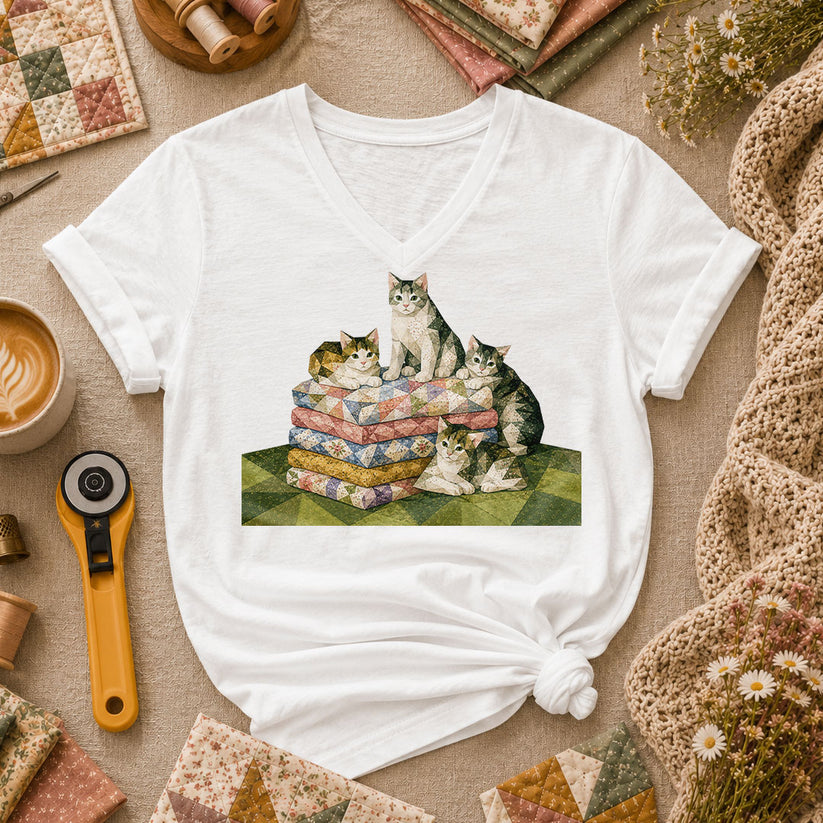 Kittens Fabric Bolts Stack - White