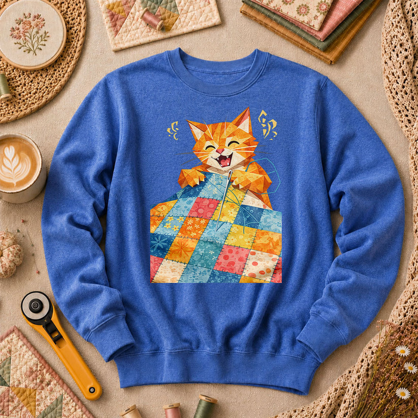 Happy Ginger Cat Patchwork Quilt - Heather True Royal
