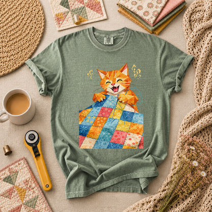 Happy Ginger Cat Patchwork Quilt - Forest