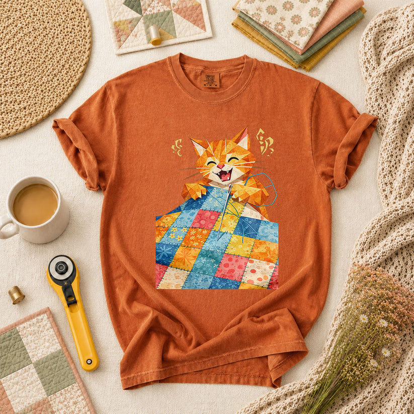Happy Ginger Cat Patchwork Quilt - Yam