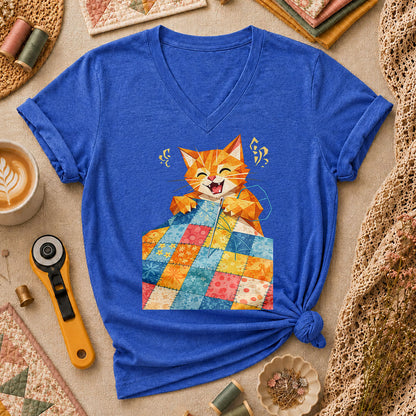 Happy Ginger Cat Patchwork Quilt - Heather True Royal