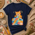 Happy Ginger Cat Patchwork Quilt Women's V-Neck