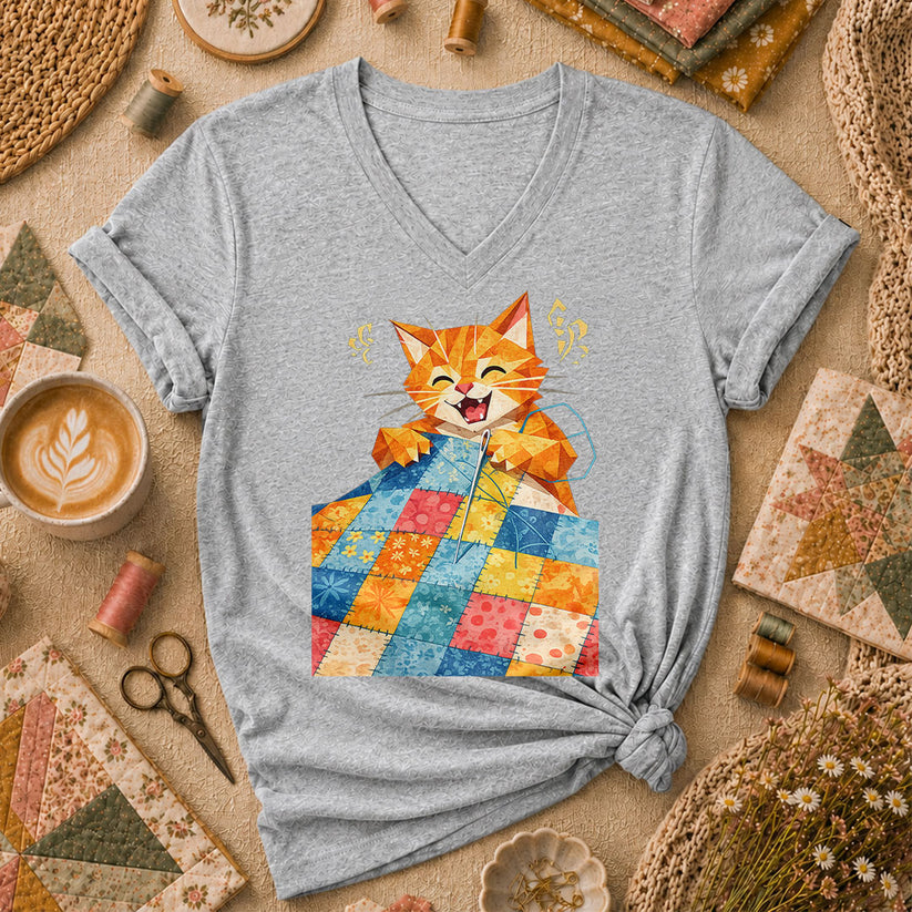 Happy Ginger Cat Patchwork Quilt - Sport Grey