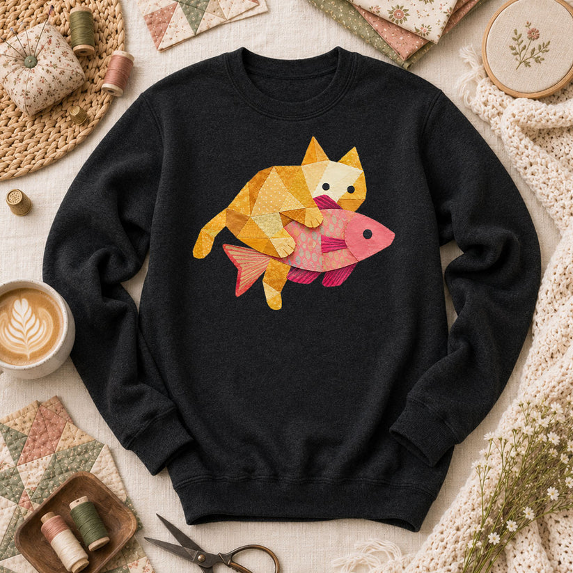 Ginger Cat Catch Fish - Black