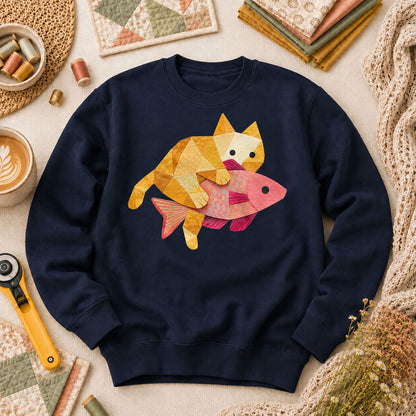 Ginger Cat Catch Fish - Navy