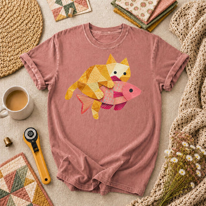 Ginger Cat Catch Fish - Heather Mauve