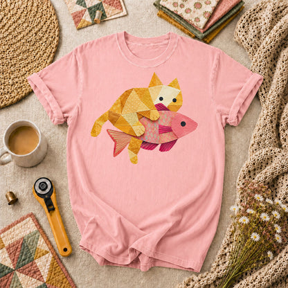 Ginger Cat Catch Fish - Pink