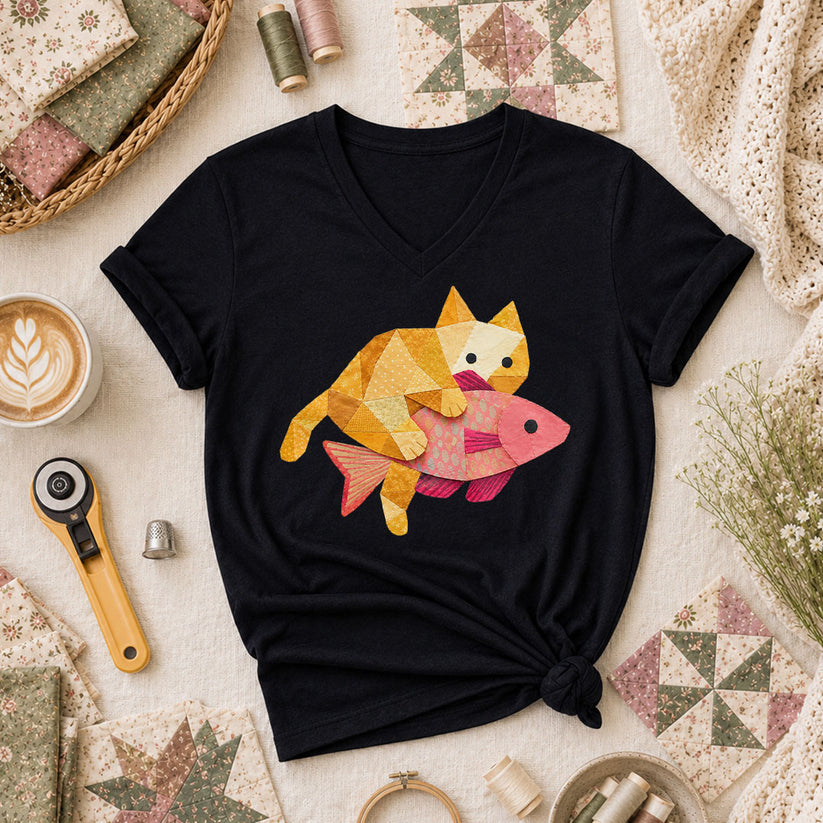 Ginger Cat Catch Fish - Black