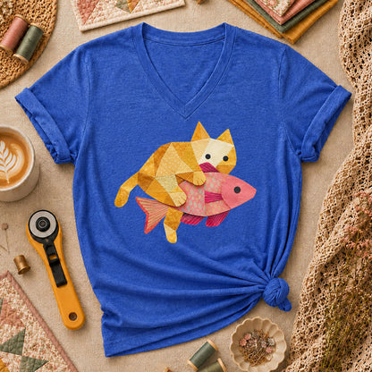 Ginger Cat Catch Fish - Heather True Royal