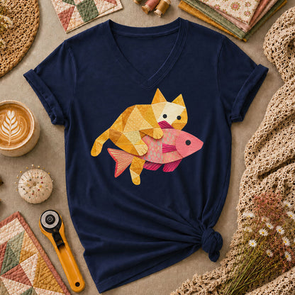 Ginger Cat Catch Fish - Navy