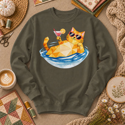 Cool Cat Cocktail Pool Float - Military Green