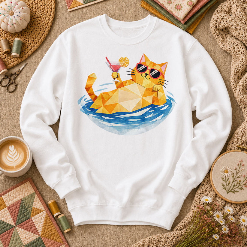 Cool Cat Cocktail Pool Float - White