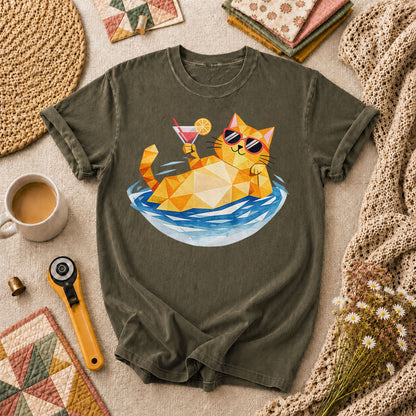 Cool Cat Cocktail Pool Float - Military Green