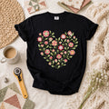 Floral Heart Quilt T-Shirt | Patchwork Flowers Heart Shape Quilter Tee