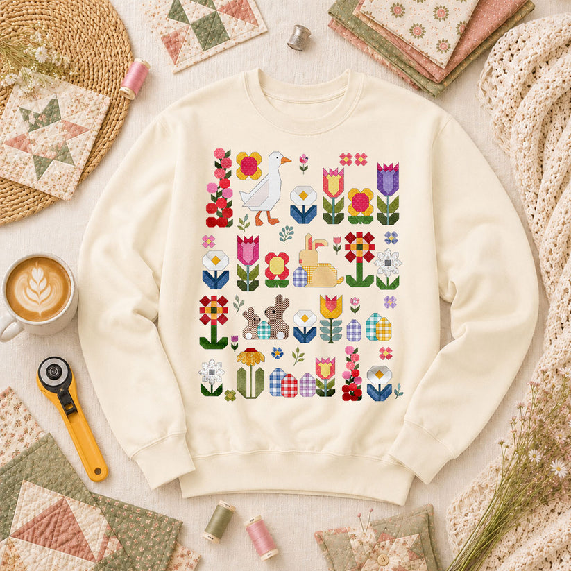 Spring Garden Patchwork Collage - Natural