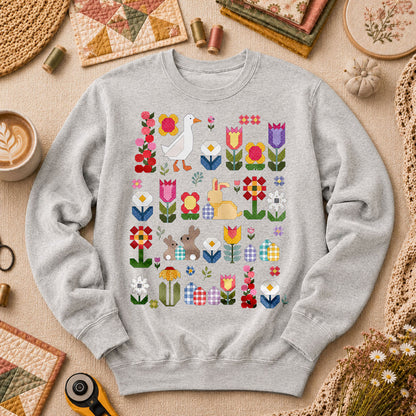 Spring Garden Patchwork Collage - Sport Grey