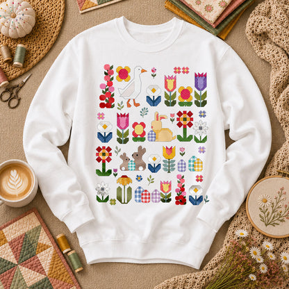 Spring Garden Patchwork Collage - White