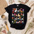 Spring Garden Patchwork Collage T-Shirt | Tulips Bunnies Goose Vintage Spring Quilter Tee