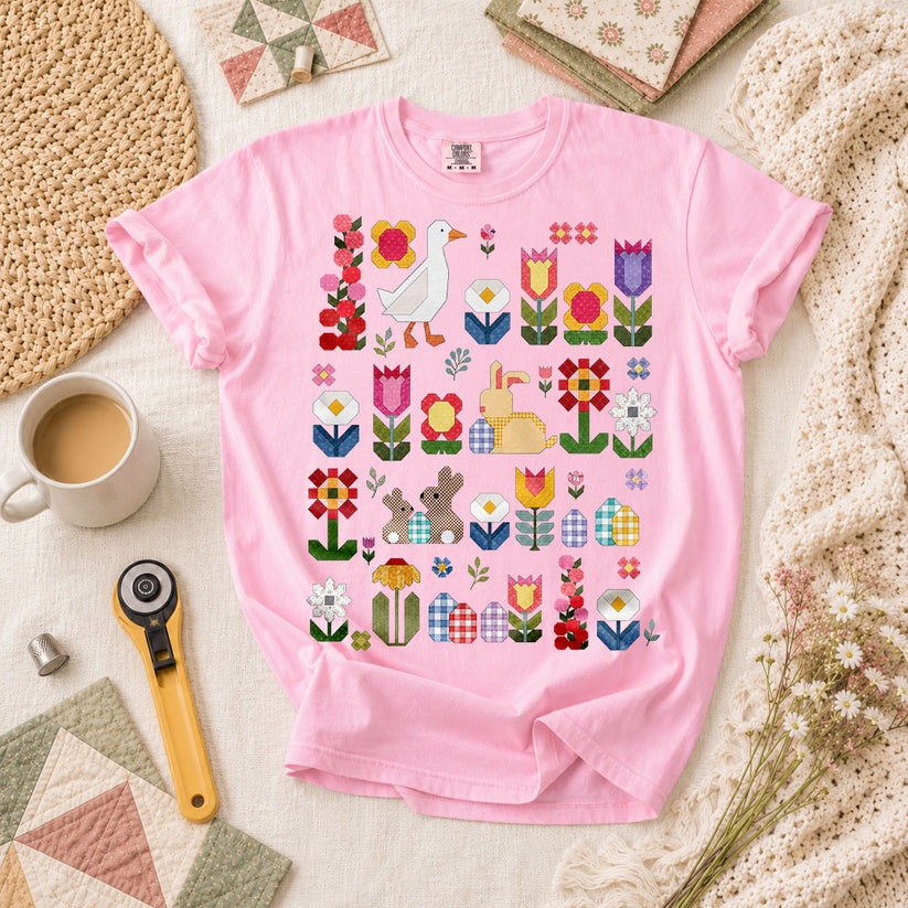 Spring Garden Patchwork Collage T-Shirt - Blossom