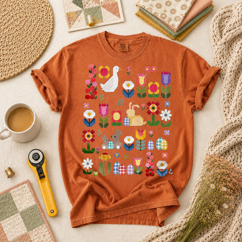 Spring Garden Patchwork Collage T-Shirt - Yam