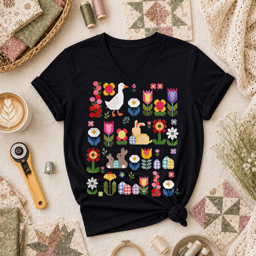 Spring Garden Patchwork Collage - Black