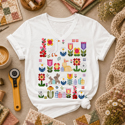 Spring Garden Patchwork Collage - White