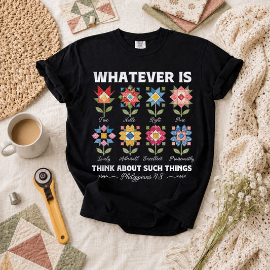 Whatever Is True Bible Verse T-Shirt - Black