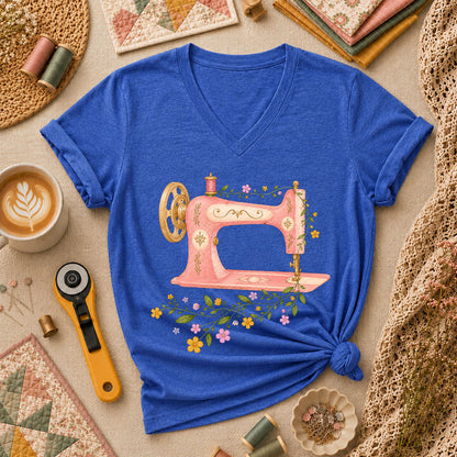Vintage Pink Sewing Machine Floral - Heather True Royal