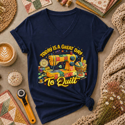 Today Is A Great Day To Quilt Women's V-Neck - Navy