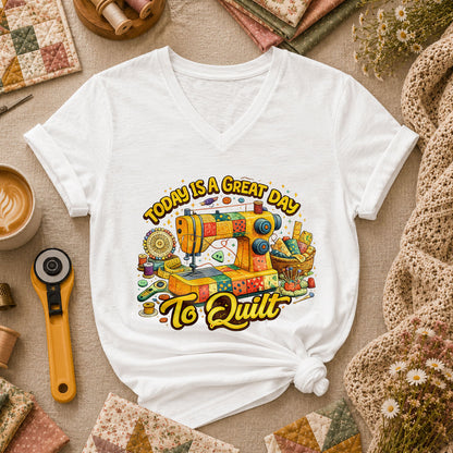 Today Is A Great Day To Quilt Women's V-Neck - White