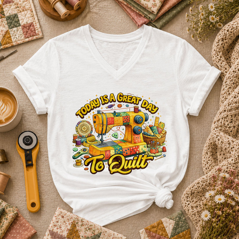 Today Is A Great Day To Quilt Women's V-Neck - White