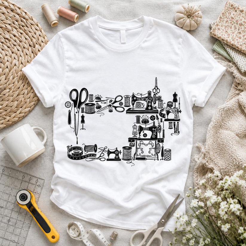 Sewing Tools Collage T-shirt