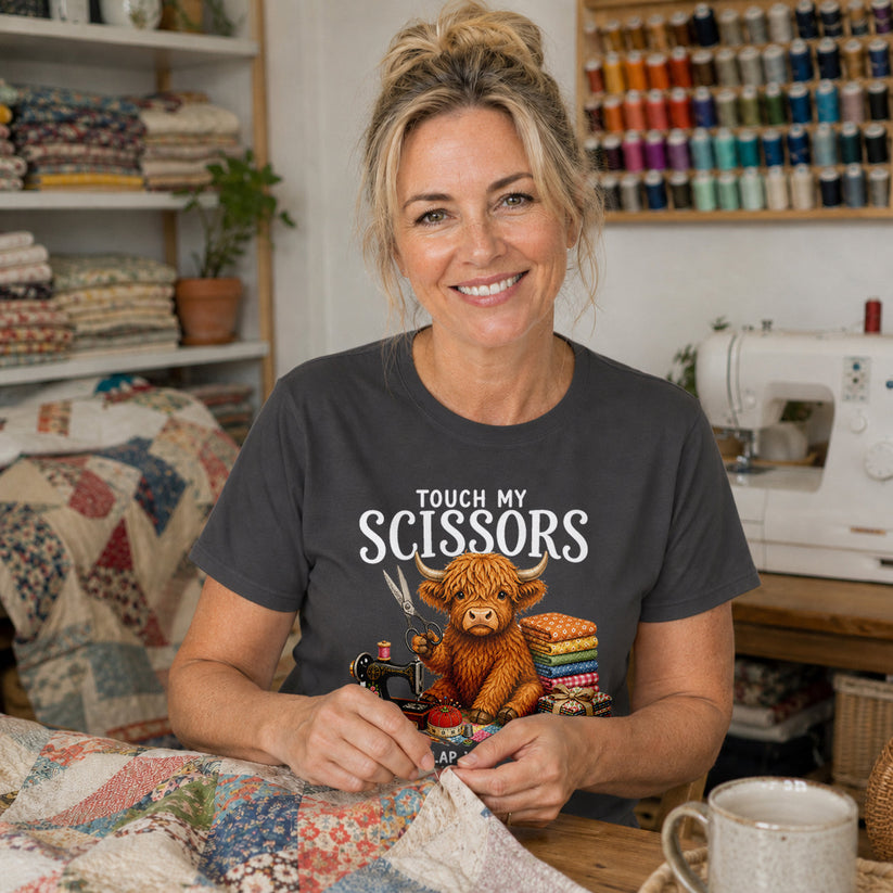 Touch My Scissors Highland Cow T-shirt