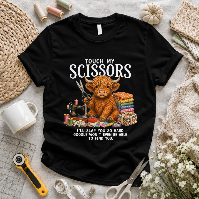 Touch My Scissors Highland Cow T-shirt