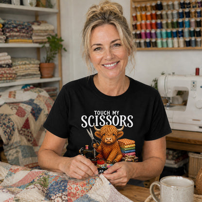 Touch My Scissors Highland Cow T-shirt