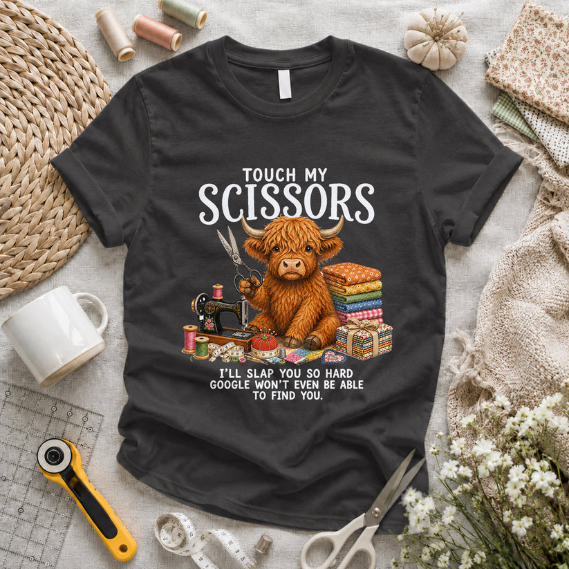 Touch My Scissors Highland Cow T-shirt