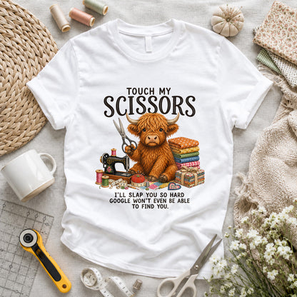 Touch My Scissors Highland Cow T-shirt