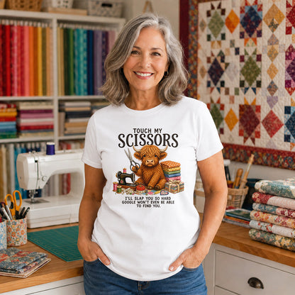 Touch My Scissors Highland Cow T-shirt