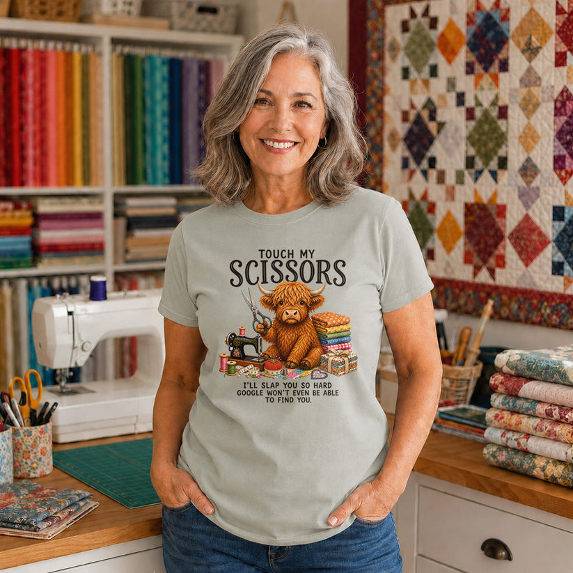 Touch My Scissors Highland Cow T-shirt