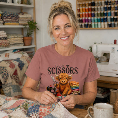 Touch My Scissors Highland Cow T-shirt