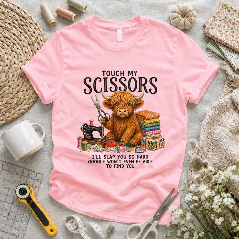 Touch My Scissors Highland Cow T-shirt