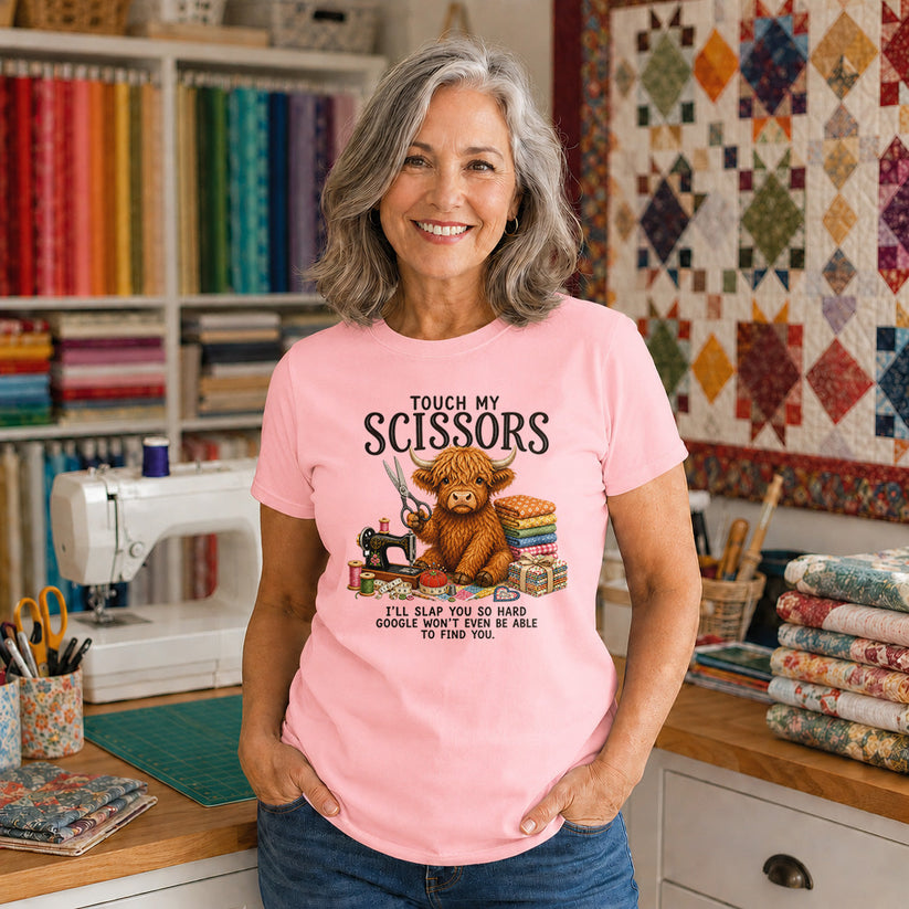 Touch My Scissors Highland Cow T-shirt